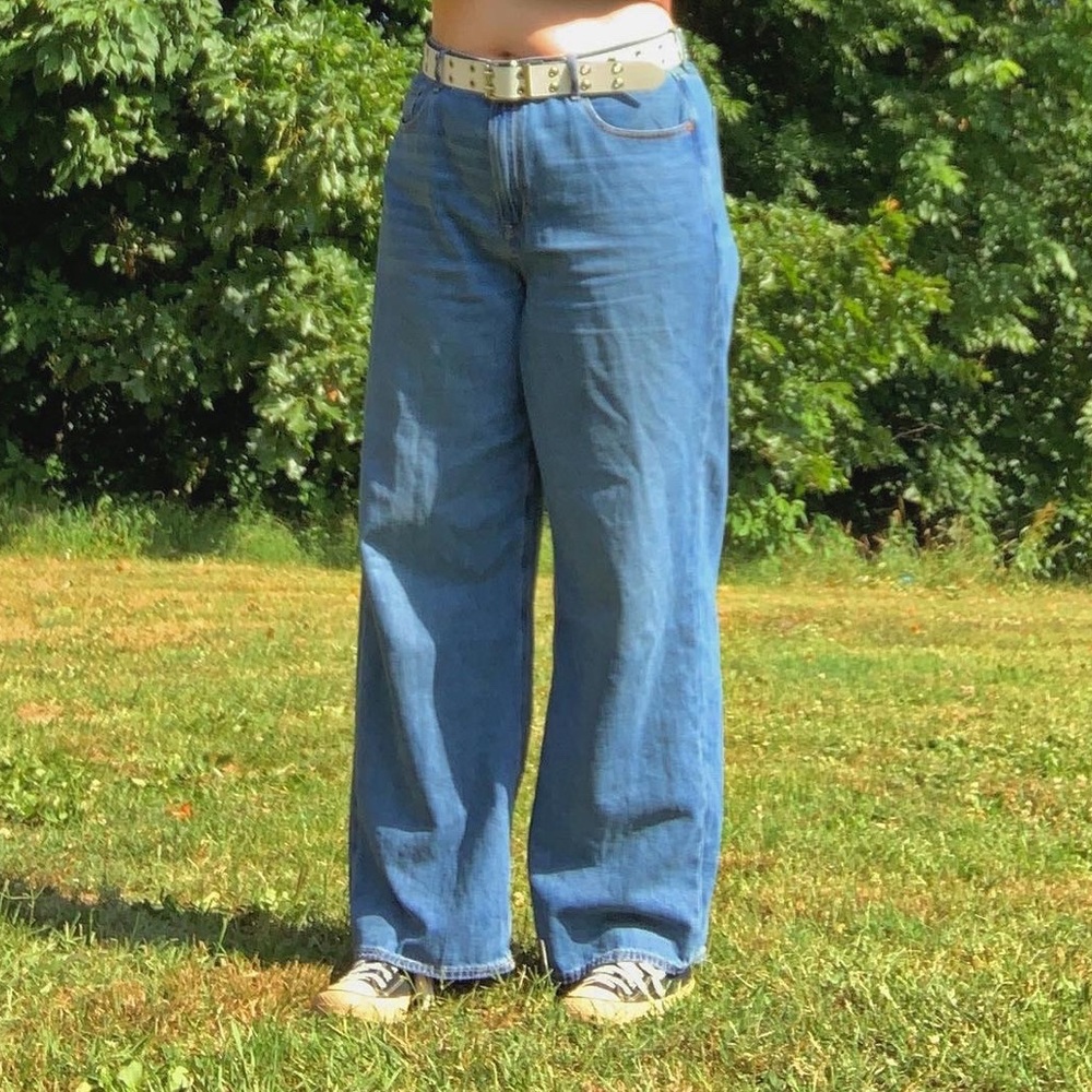 American Eagle super high-waisted baggy wide-leg jeans
